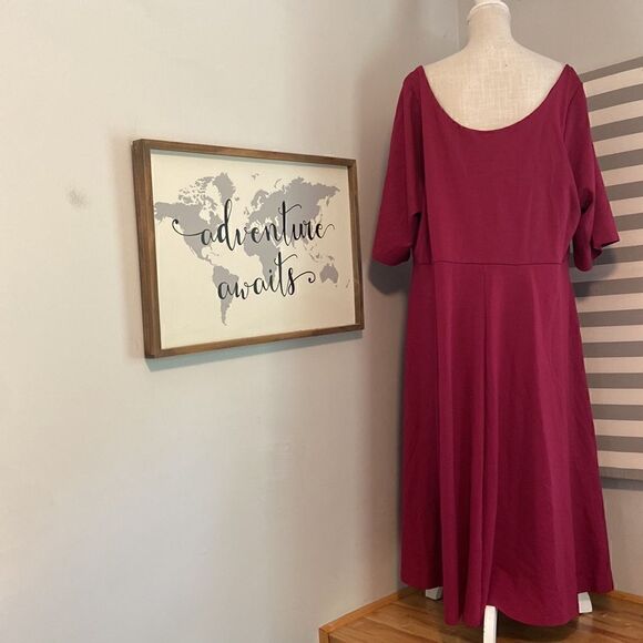 City Chic Deep Fuchsia Cute Girl Elbow Sleeve Dress with Pockets Size XXL / 24 - Picture 6 of 9